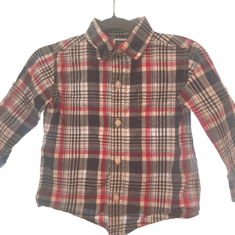 EUC‎ - Janie and Jack long sleeved button up plaid shirt - size 18 - 24 months